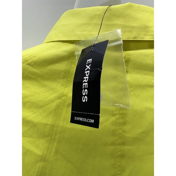 Express Yellow Sheer Hidden Button Down Shirt Short Sleeve Women’s Size L NWT - Picture 4 of 10